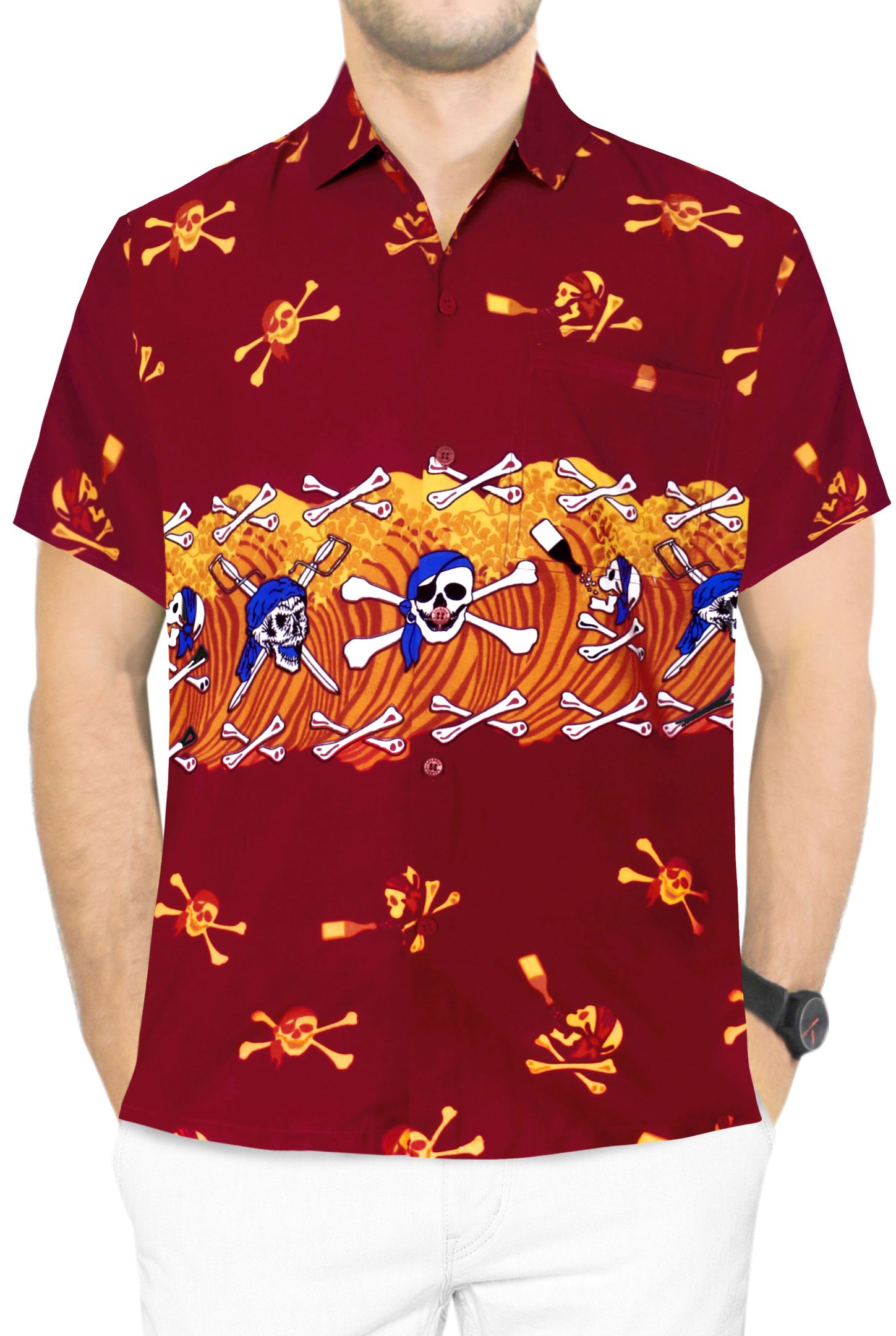 Skulls Red Awesome Design Hawaiian Shirt