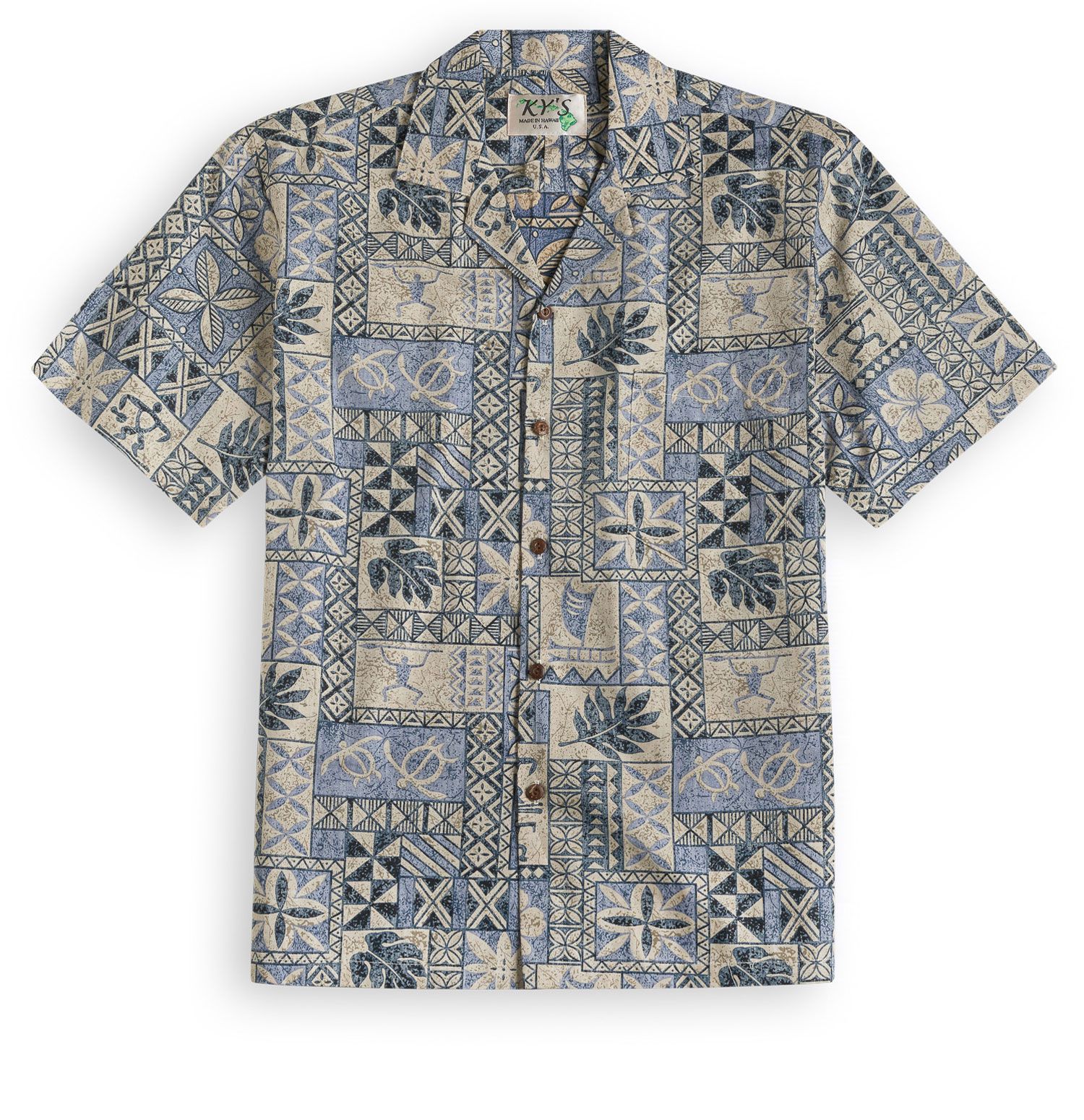 South Seas Tapa Khaki Unique Design Hawaiian Shirt