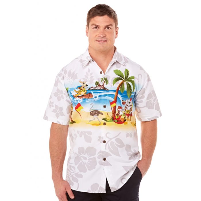 Surfing Kangaroo White Unique Design Hawaiian Shirt