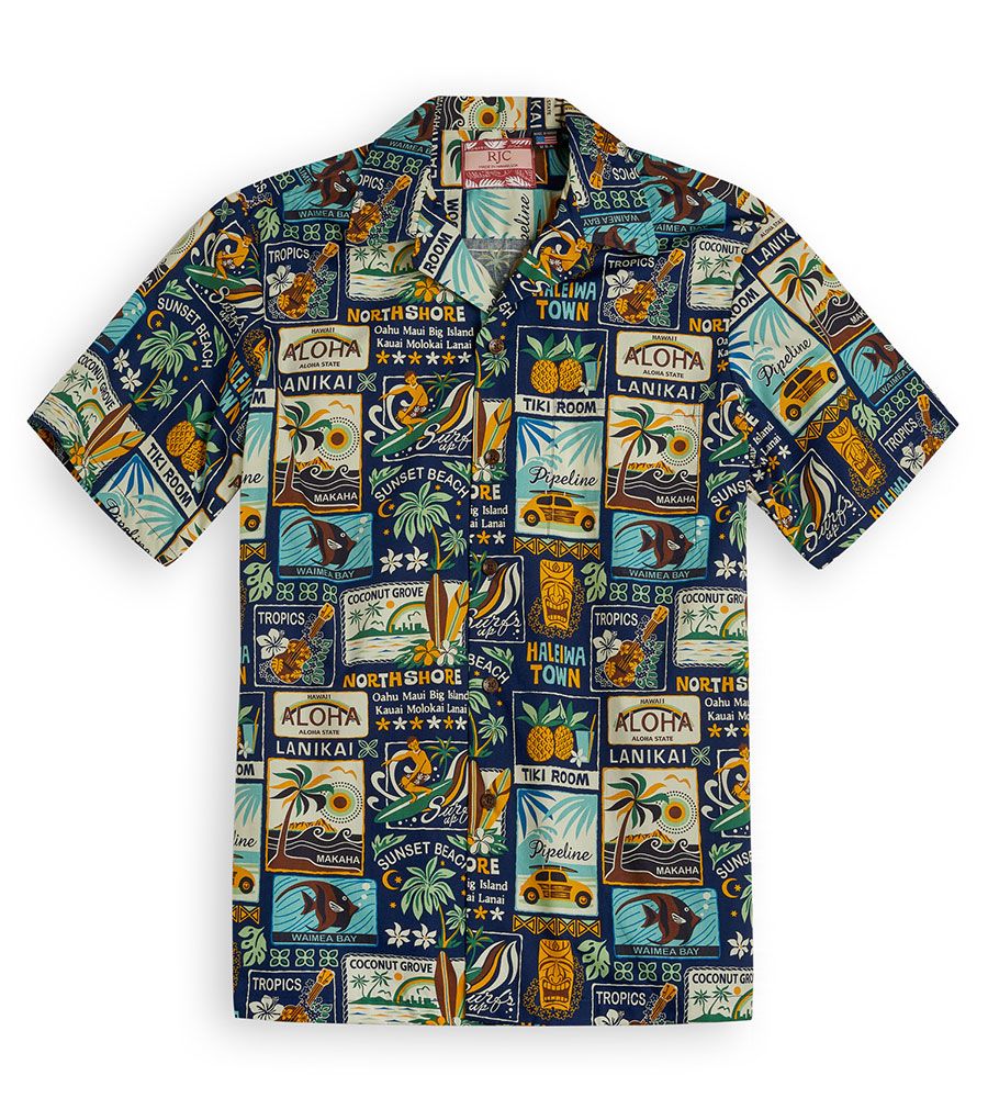 Tiki Room Blue High Quality Hawaiian Shirt
