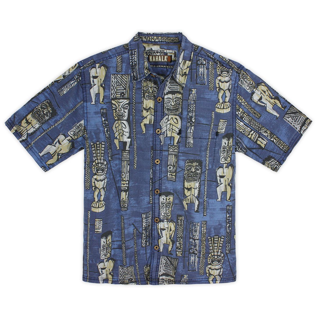 Tiki Village Blue High Quality Hawaiian Shirt
