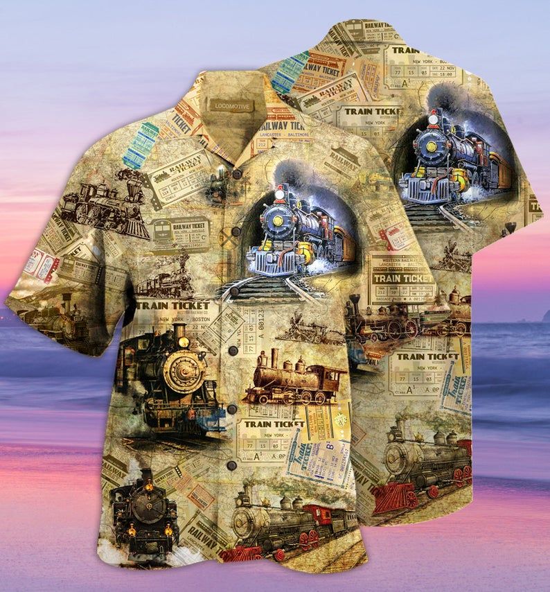 Train Locomotive Multicolor Nice Design Hawaiian Shirt