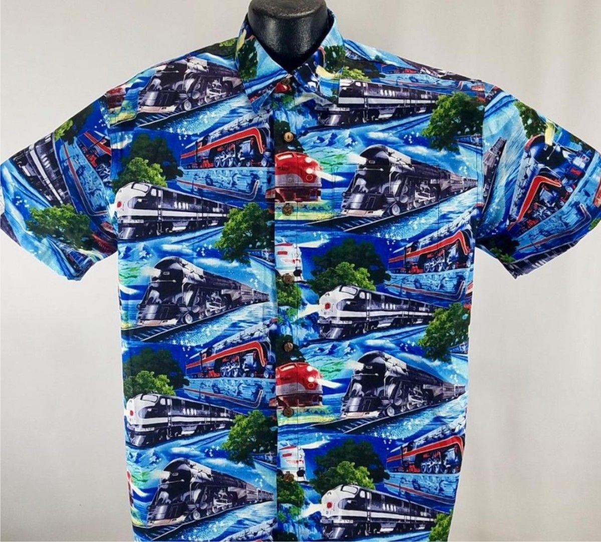 Train Travel Blue Awesome Design Hawaiian Shirt