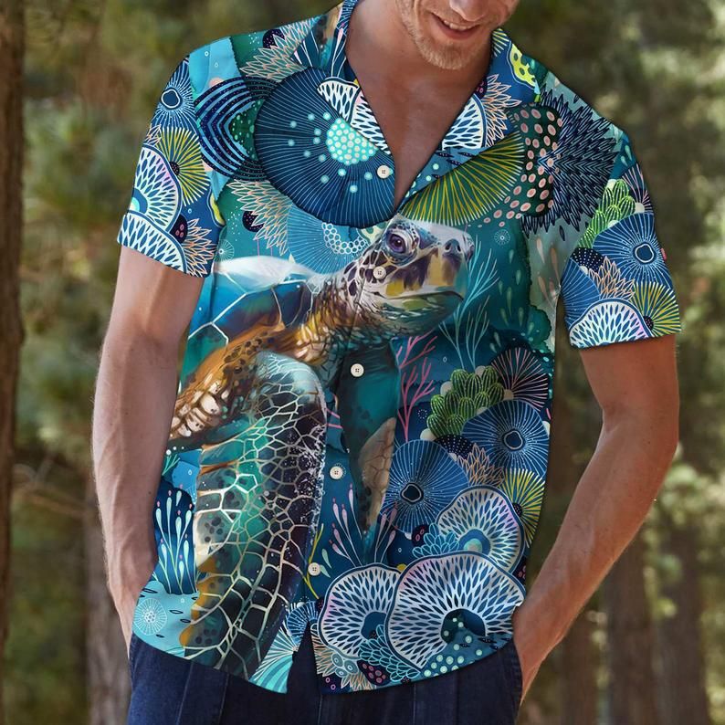 Turtle Coral Multicolor Amazing Design Hawaiian Shirt