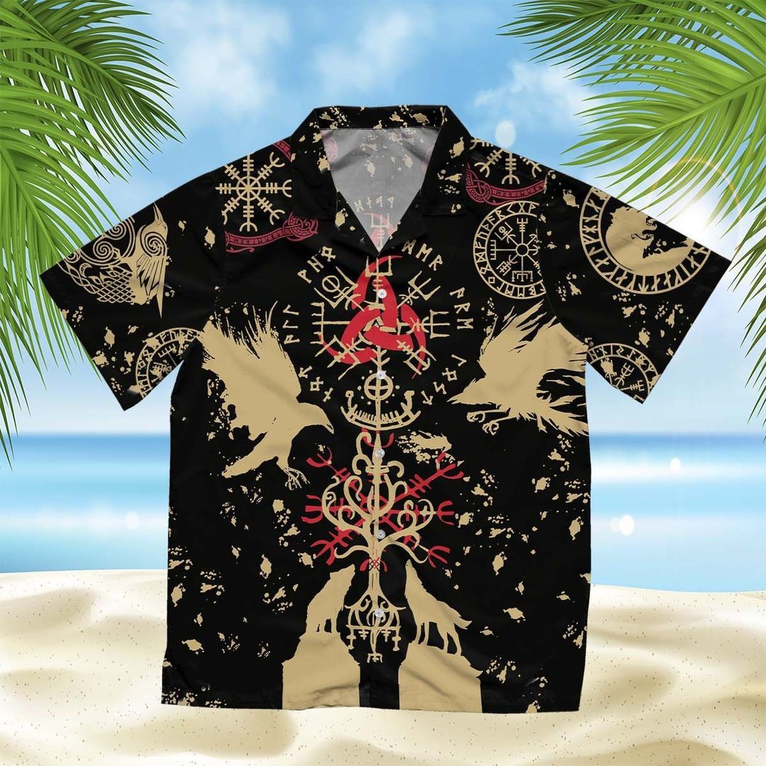 Viking Pattern Black Unique Design Hawaiian Shirt