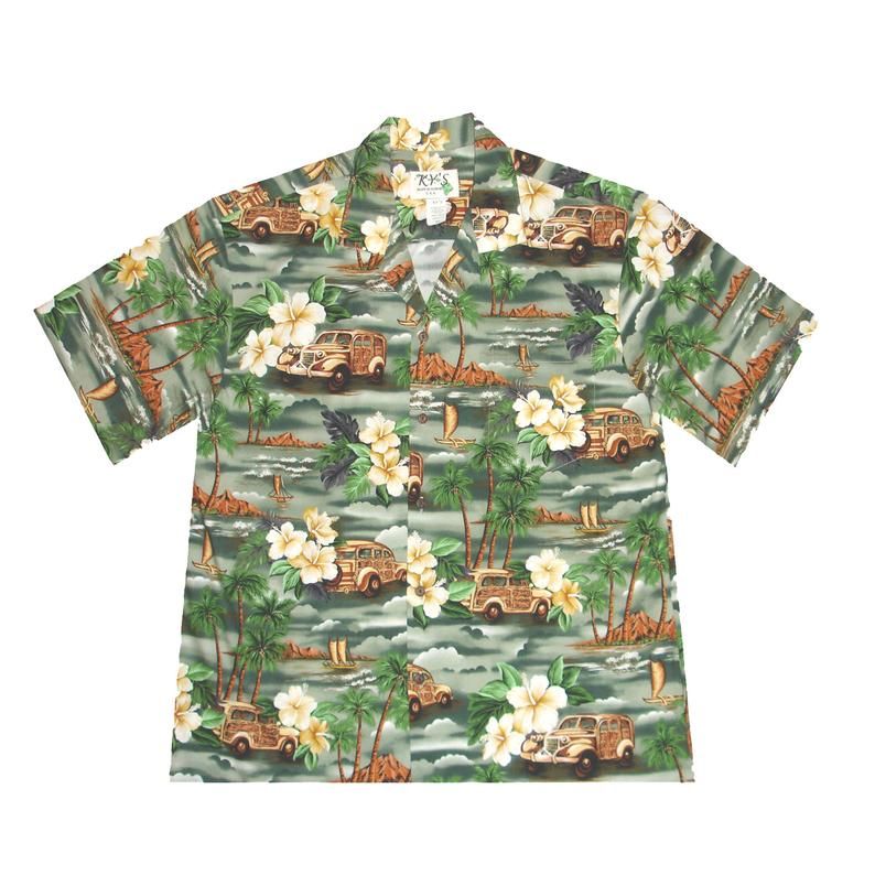 Woody Car Green Brown Best Design Hawaiian Shirt