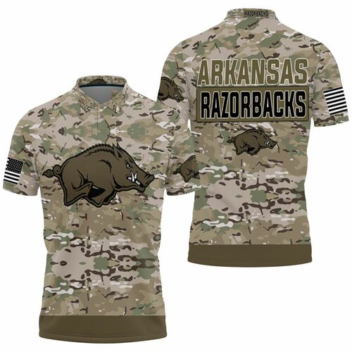 Arkansas Razorbacks Camo Pattern 3D All Over Print Polo Shirt