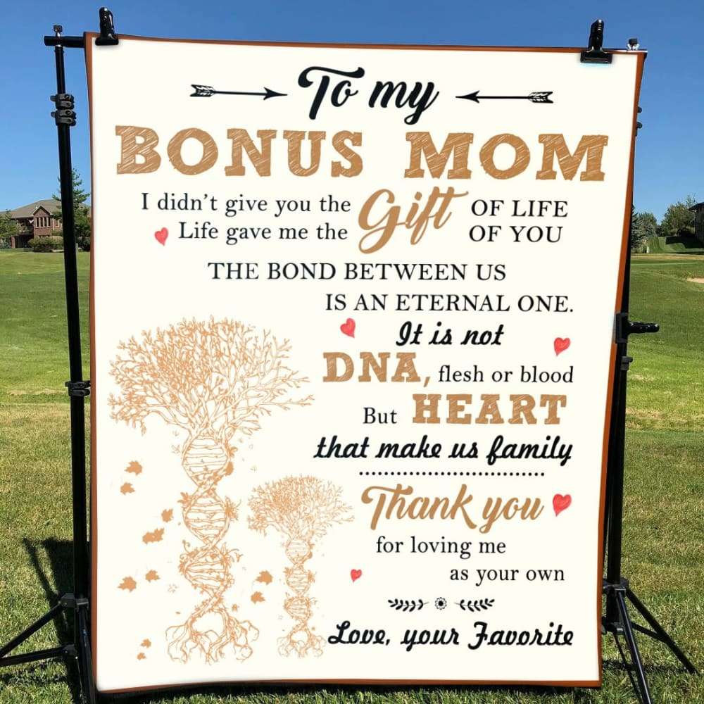 Blanket Gift For Bonus Mom DNA Tree Thanks For Loving Me As Your Own