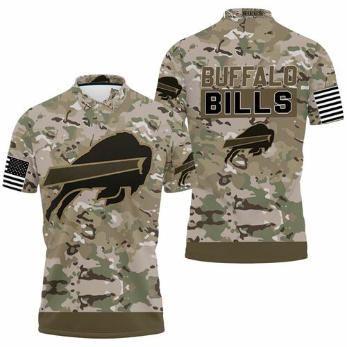 Buffalo Bills Camo Pattern 3D All Over Print Polo Shirt