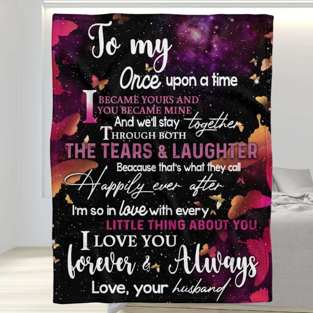 Butterfly Once Upon A Time To My Wife Blanket Personalized Gift For Wife