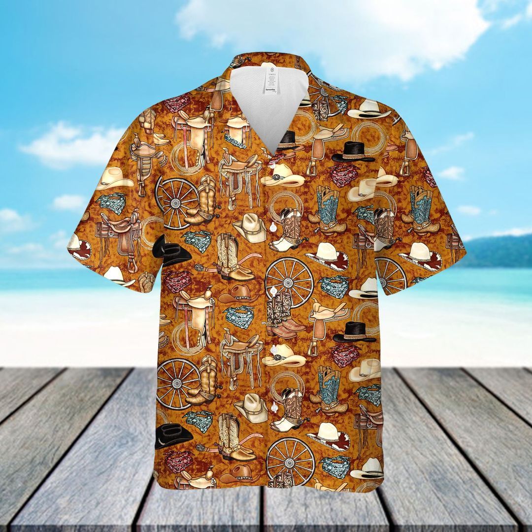 Cowboy Pattern Khaki Amazing Design Hawaiian Shirt 1 Cowboy Pattern Khaki Amazing Design Hawaiian Shirt