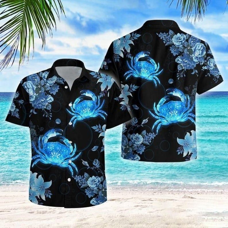 Crab Black Blue Unique Design Hawaiian Shirt 1 Crab Black Blue Unique Design Hawaiian Shirt