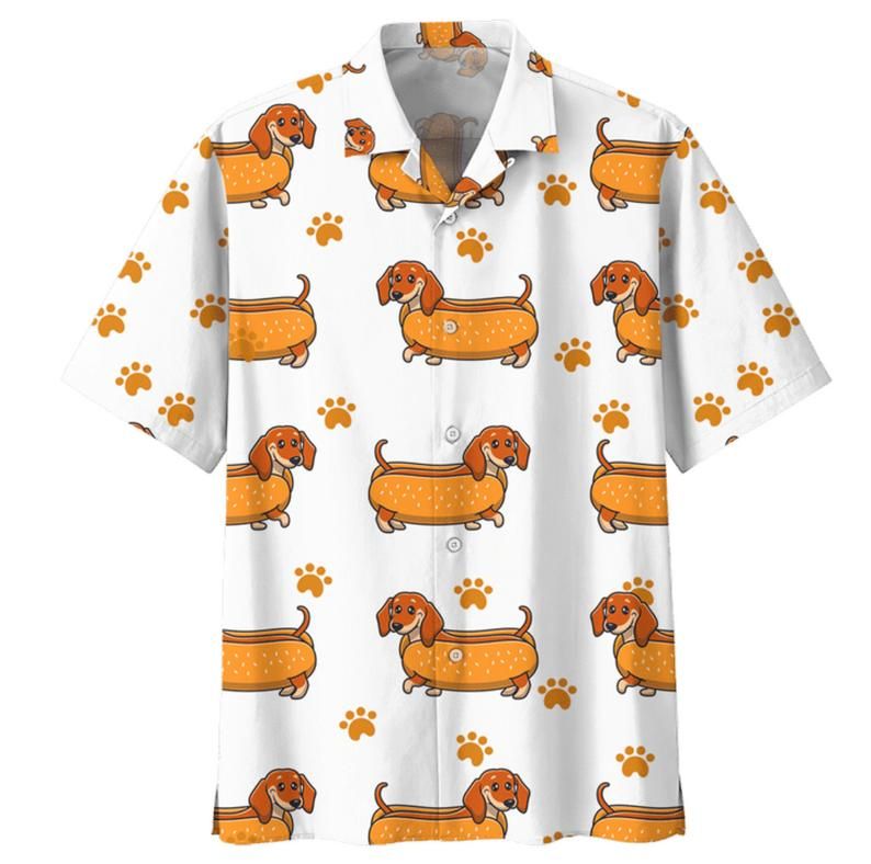 Dachshund White Orange Nice Design Hawaiian Shirt 1 Dachshund White Orange Nice Design Hawaiian Shirt