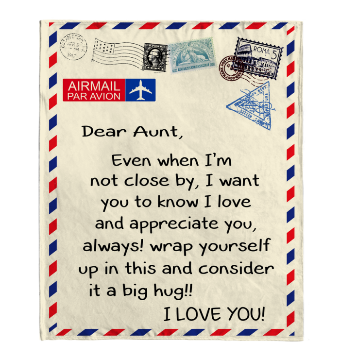 Dear Aunt I Love Appreciate You Old Vintage Envelope Fathers Day Gift From Niece Nephew Fleece Blanket