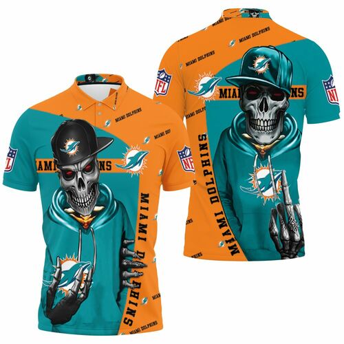 Dolphins Hip Hop Skull 3D All Over Print Polo Shirt