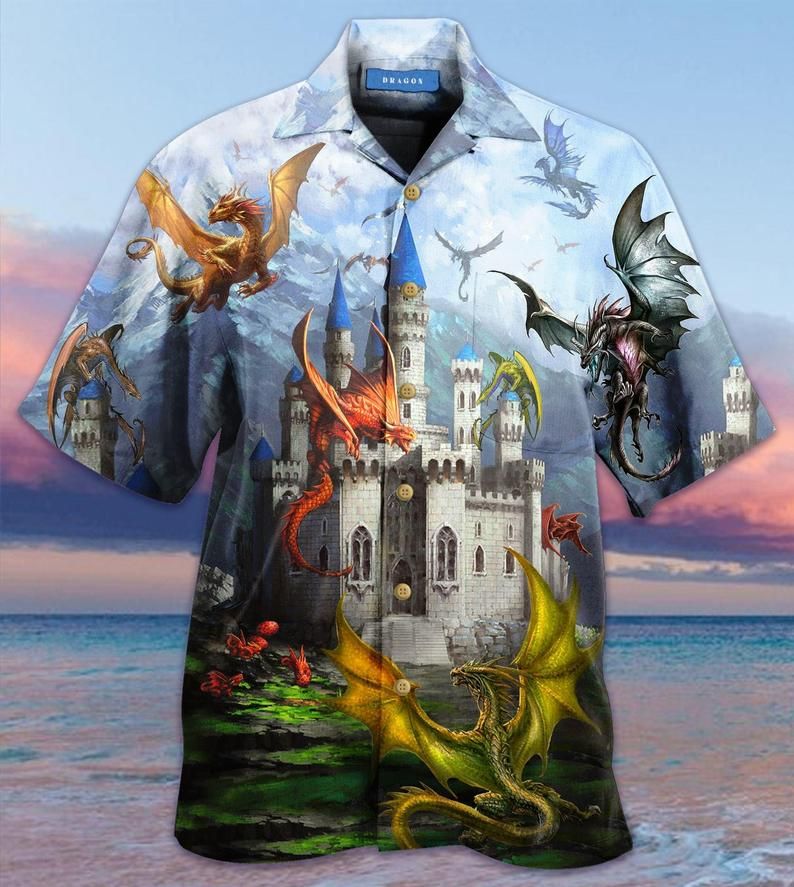 Dragons On The Castle Multicolor Amazing Design Hawaiian Shirt 1 Dragons On The Castle Multicolor Amazing Design Hawaiian Shirt