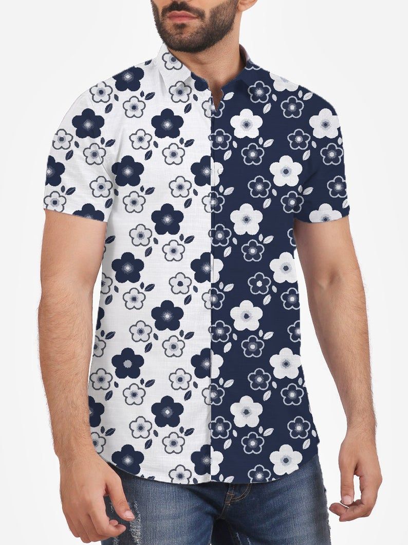 Floral Polka Blue White Nice Design Hawaiian Shirt 1 Floral Polka Blue White Nice Design Hawaiian Shirt