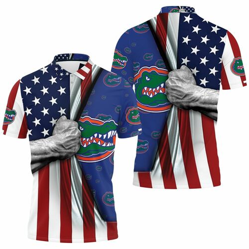 Florida Gators American Flag Ripped 3D All Over Print Polo Shirt