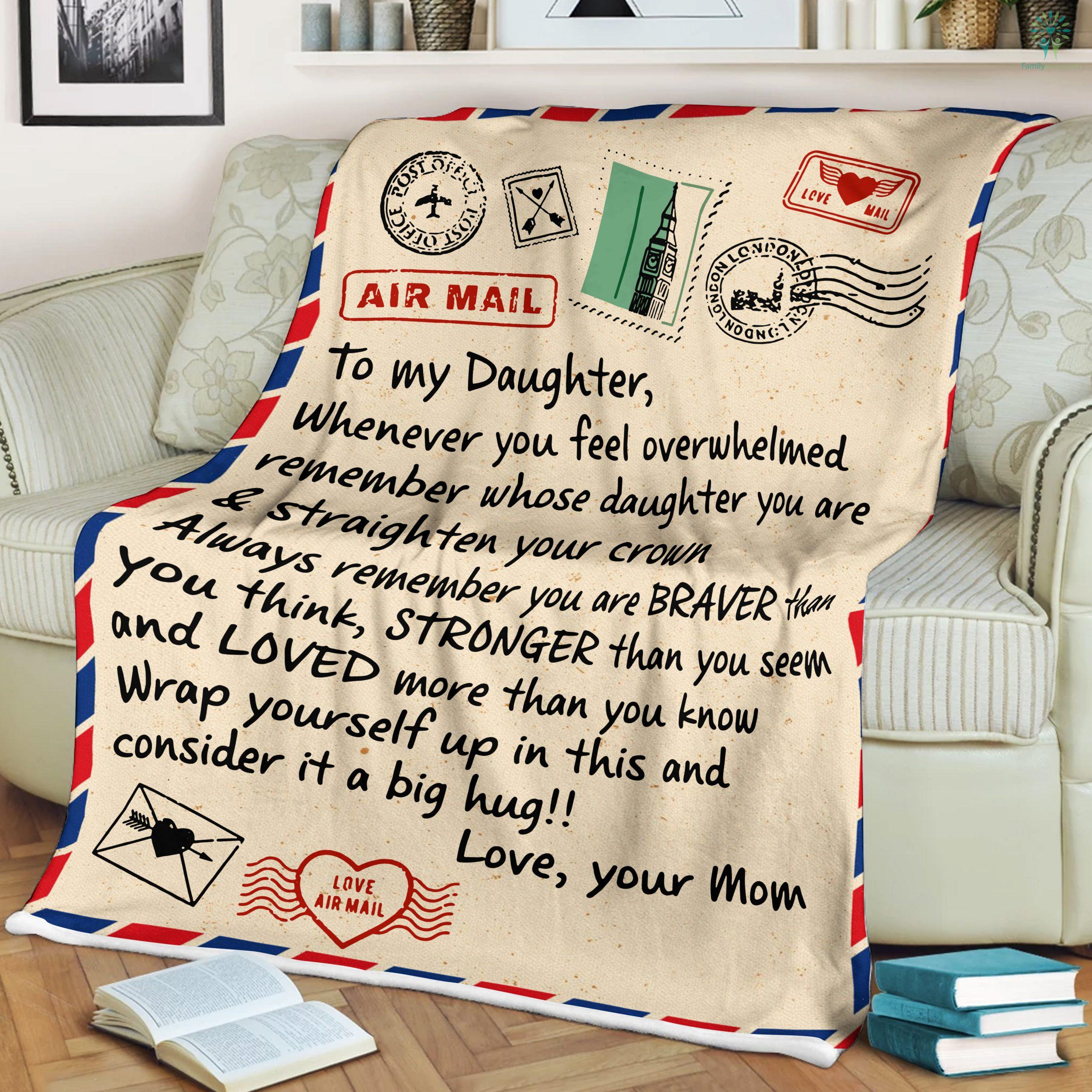 From Mom To My Daughter Whenever You Feel Overwhelmed Letter Sherpa Fleece Blanket