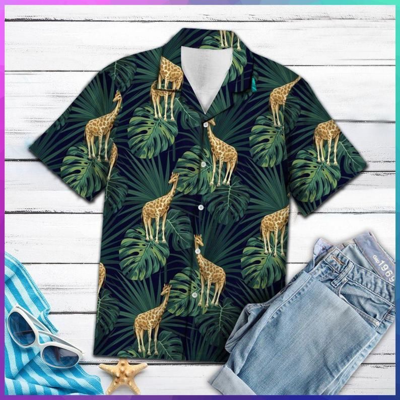 Giraffe Tropical Green Brown Nice Design Hawaiian Shirt 1 Giraffe Tropical Green Brown Nice Design Hawaiian Shirt