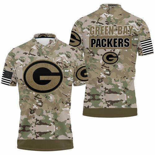 Green Bay Packers Camouflage Veteran 3D All Over Print Polo Shirt