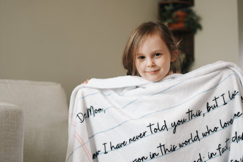 Handwriting Blanket Personalized Custom Blanket For Mom Mothers Day Gift From Son Daughter Fleece Sherpa Mink Blanket