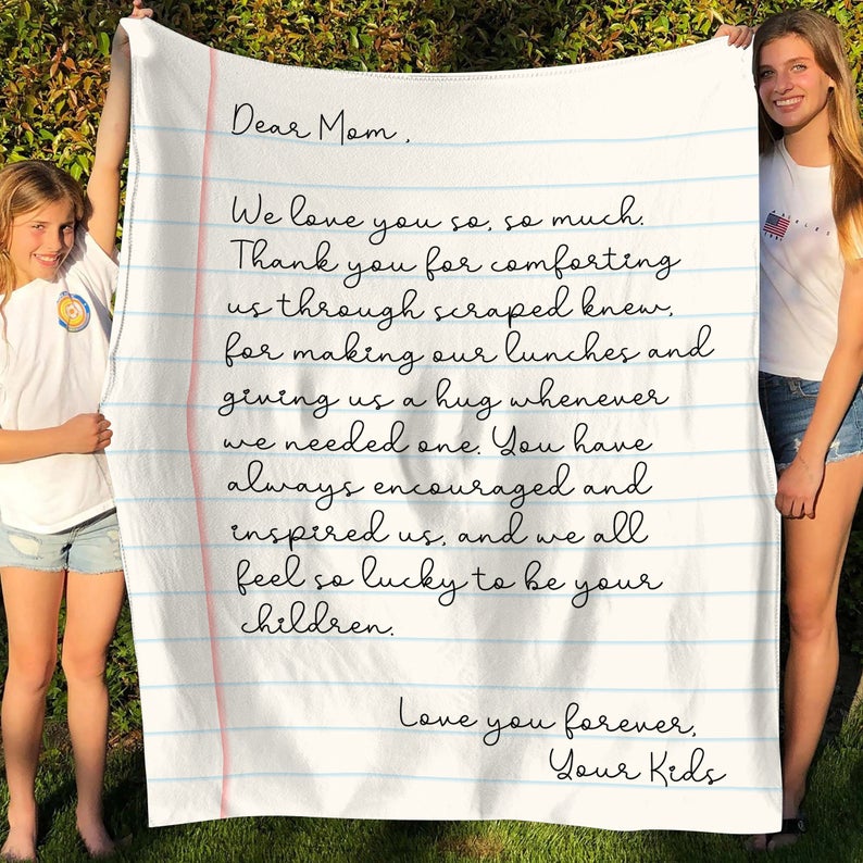 Handwriting Personalized Custom Love Letter Blanket For Mom Mothers Day Gift From Son Daughter