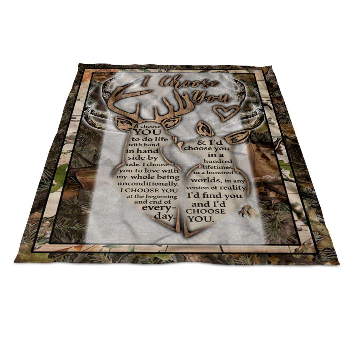 I Choose You Buck And Doe Couple Blanket Best Couple Gift
