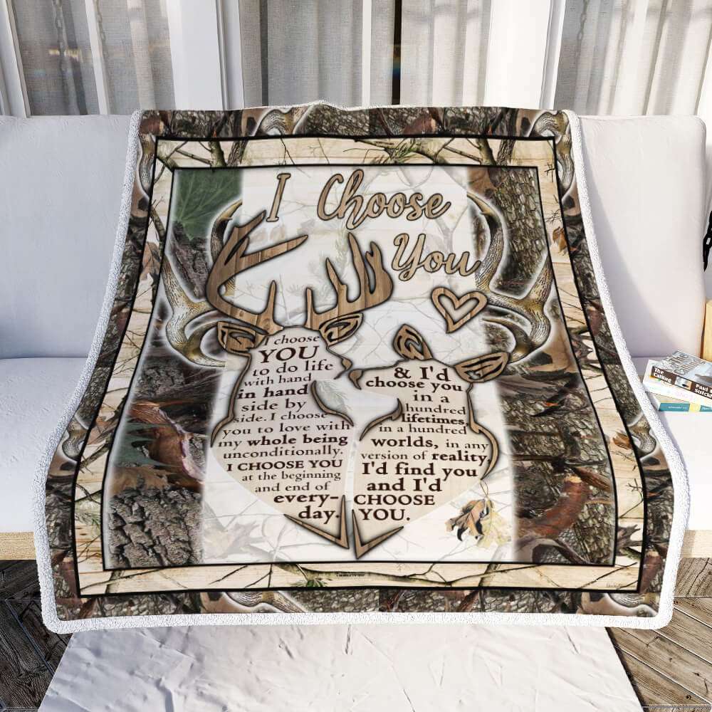 I Choose You Buck And Doe Couple Blanket Best Couple Gift