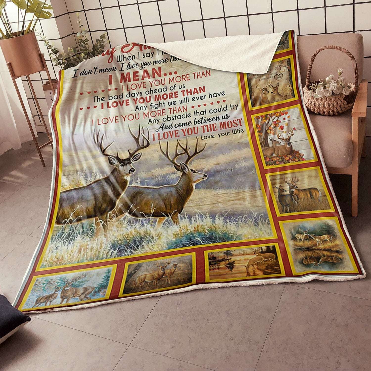 I Love You More Than Any Fight Deer Couple To My Husband Blanket Personalized Gift For Husband