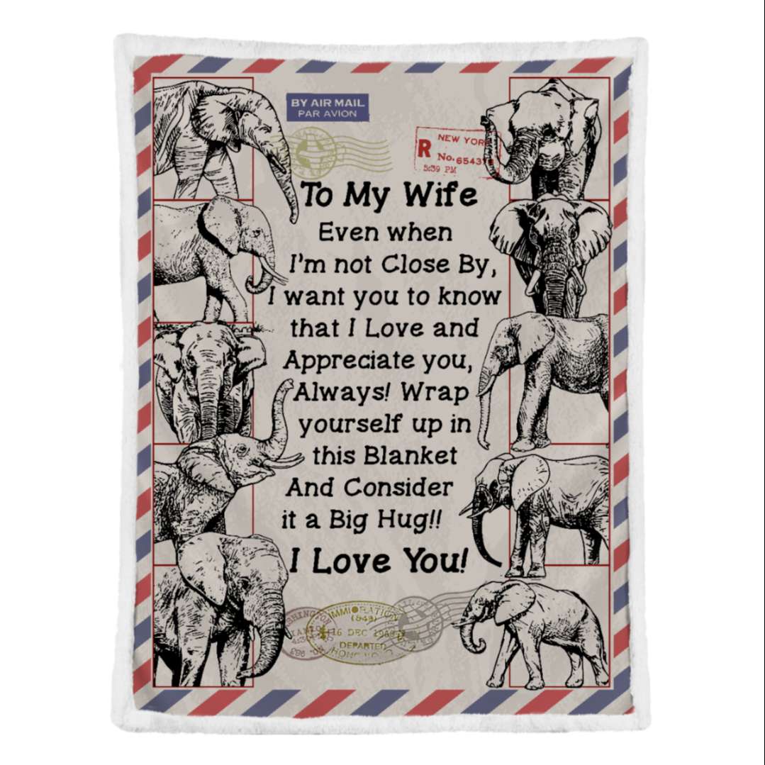 I Want You To Know Air Mail Elephant To My Wife Blanket, Best Gift For Wife
