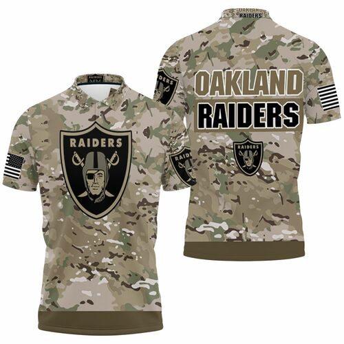 Oakland Raiders Camo Pattern Jersey 3D All Over Print Polo Shirt