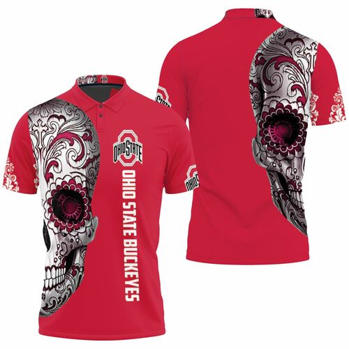 Ohio State Buckeyes Sugar Skull 3D All Over Print Polo Shirt