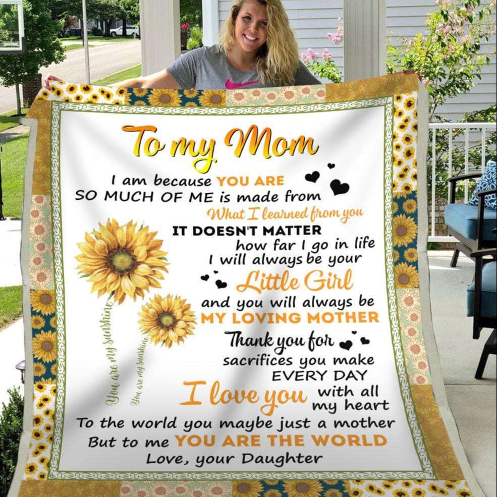 Personalized Blanket Daughter To Mom Sunflower Art Thanks For