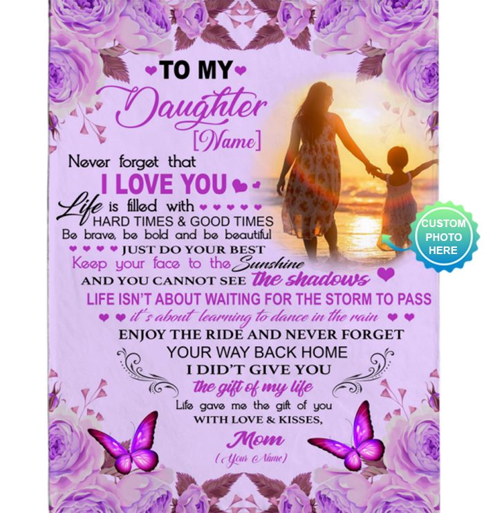 Personalized Custom Photo Name Blanket Gift For Daughter From Mom, Daughter Gift Ideas Blanket Personalized Custom Photo Name Blanket Gift For Daughter From Mom, Daughter Gift Ideas Blanket