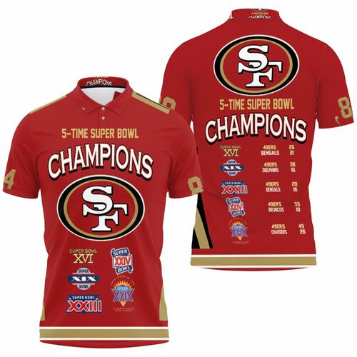 San Francisco 49ers 5 Time Super Bowl Champions For Fan 3D All Over Print Polo Shirt