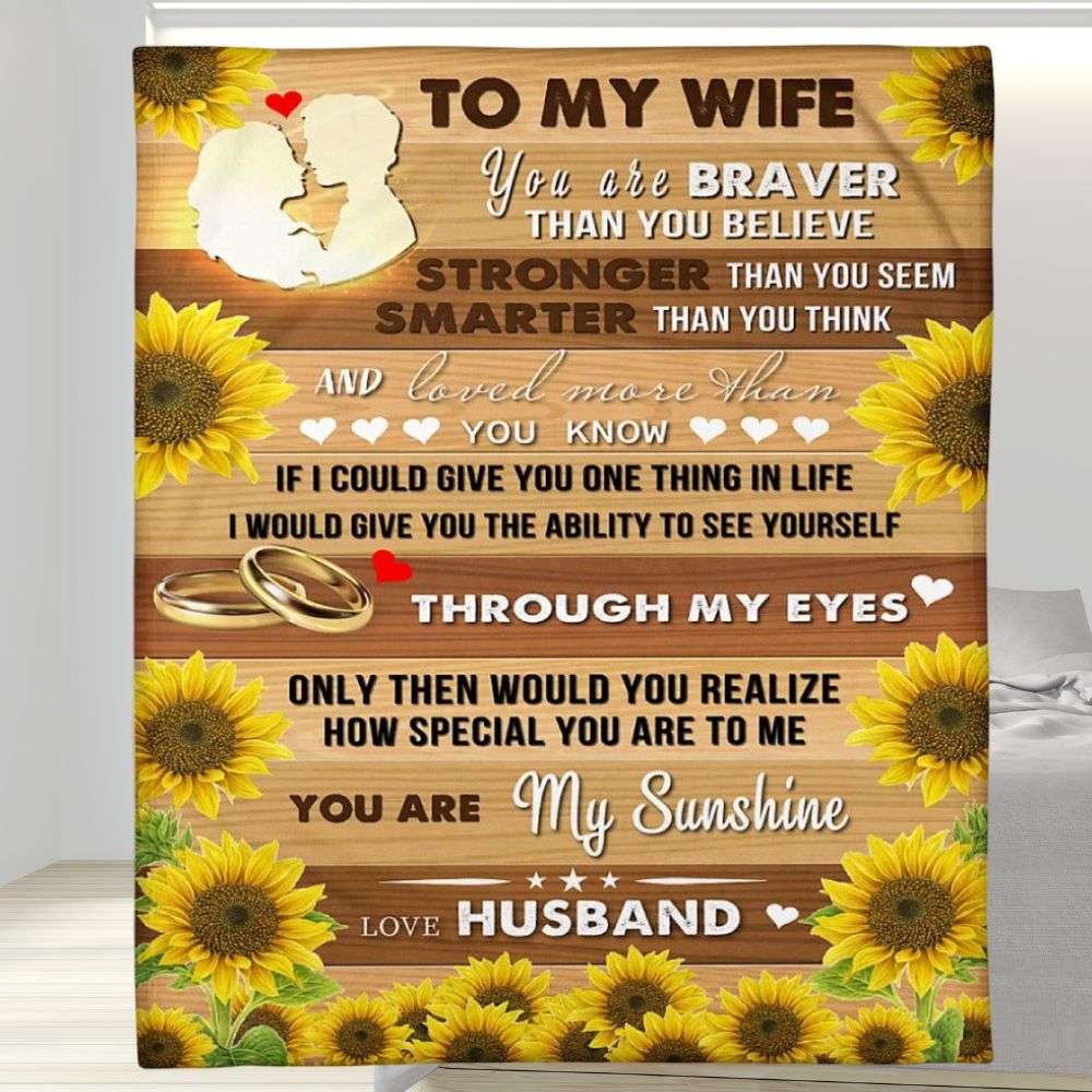 Sunflower Love More Than You Know To My Wife Blanket Personalized Gift For Wife
