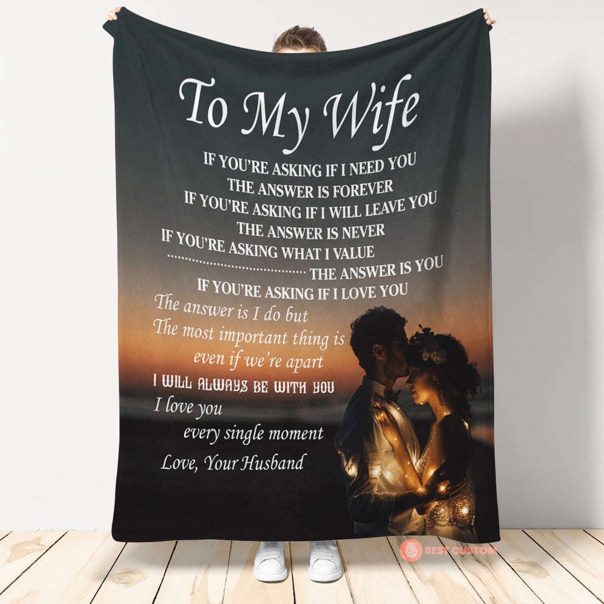 The Answer Is Forever To My Wife Blanket, Personalized Gift For Wife