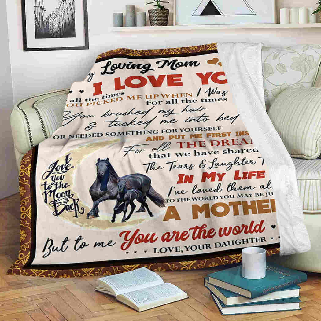 To My Loving Mom - Horse Moon - I Love You Blanket
