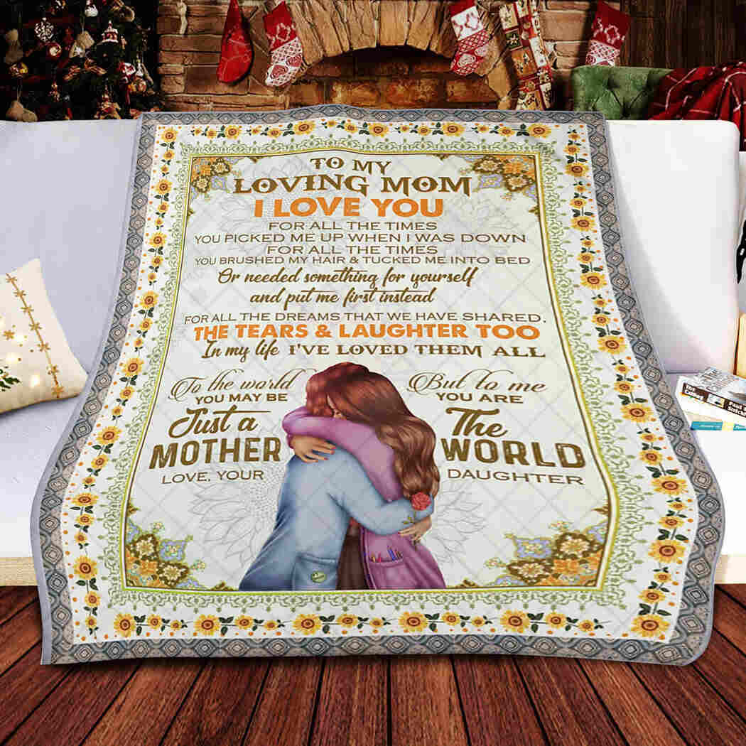 To My Loving Mom - Mother And Daughter - I Love You Blanket