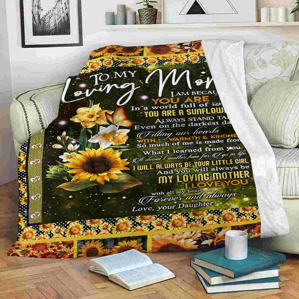 To My Loving Mom - Sunflower - I Love You Blanket