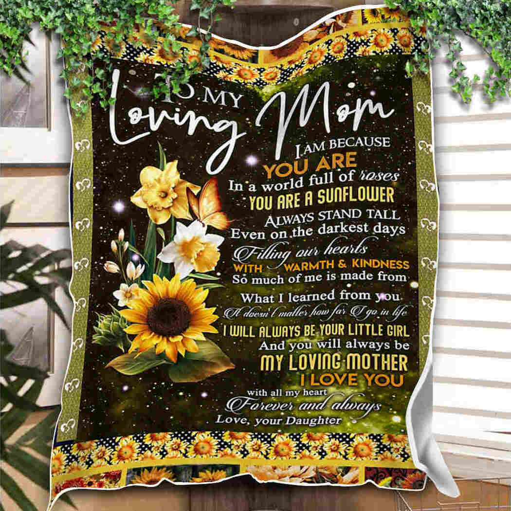 To My Loving Mom - Sunflower - I Love You Blanket