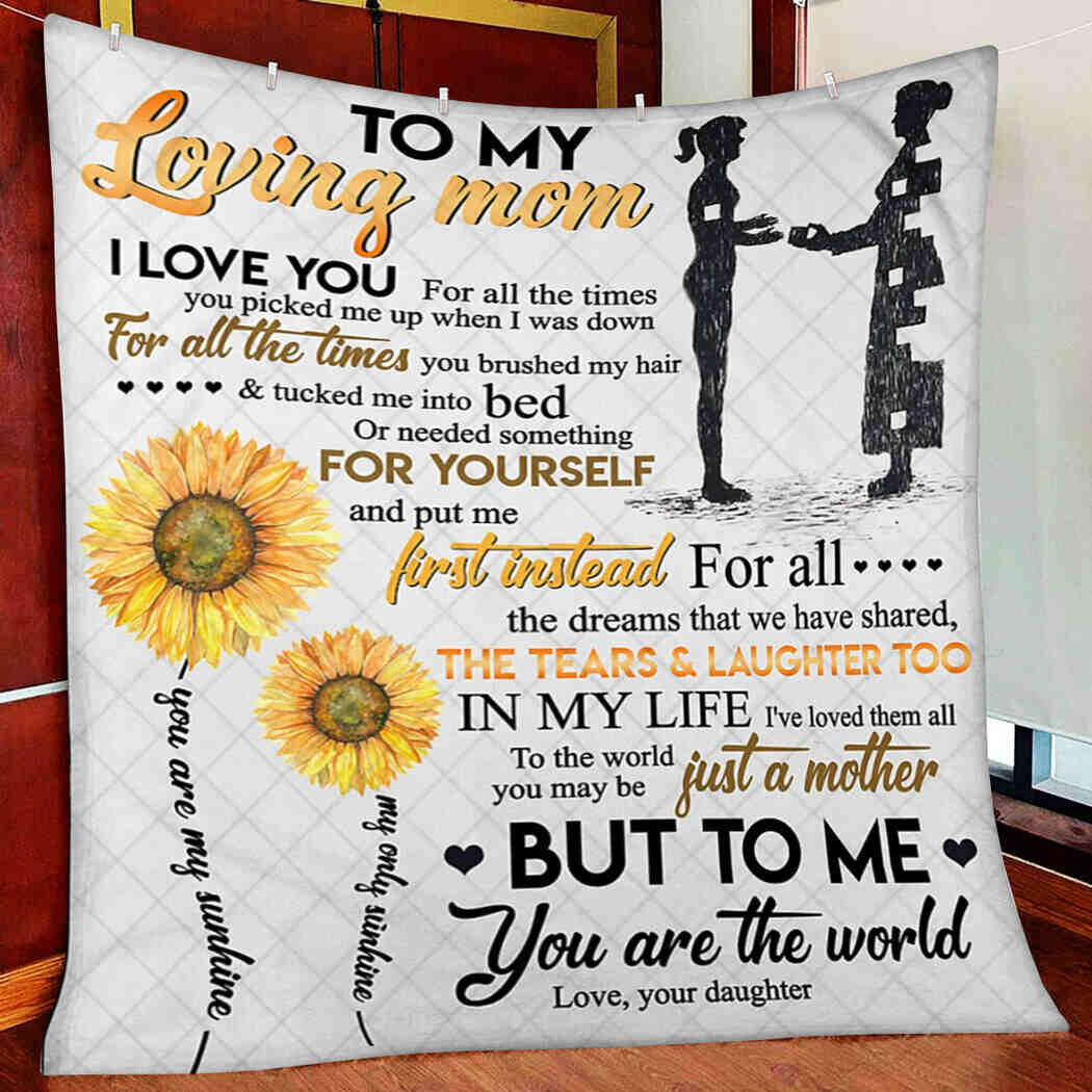 To My Loving Mom - Sunflower - You Are The World Blanket