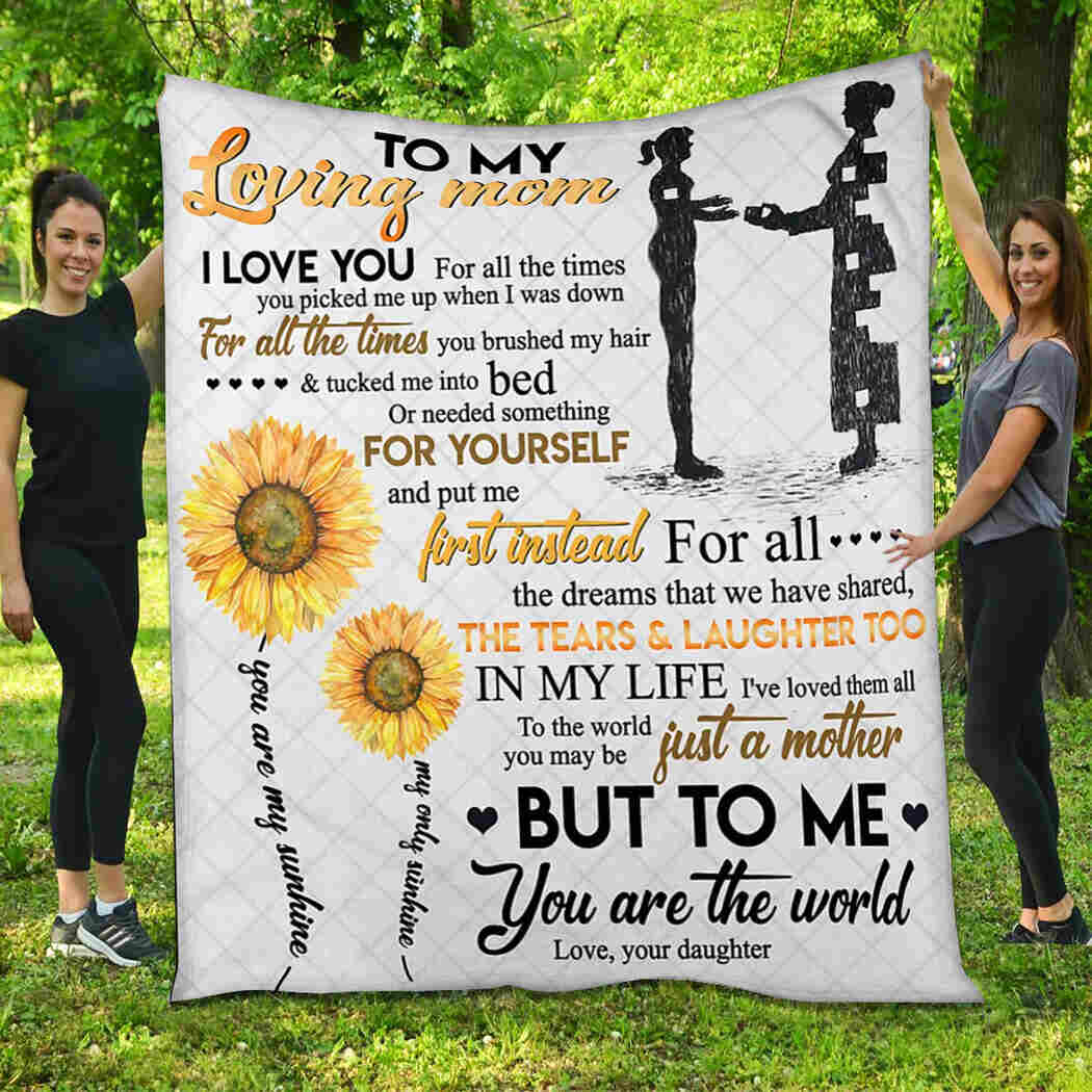 To My Loving Mom - Sunflower - You Are The World Blanket
