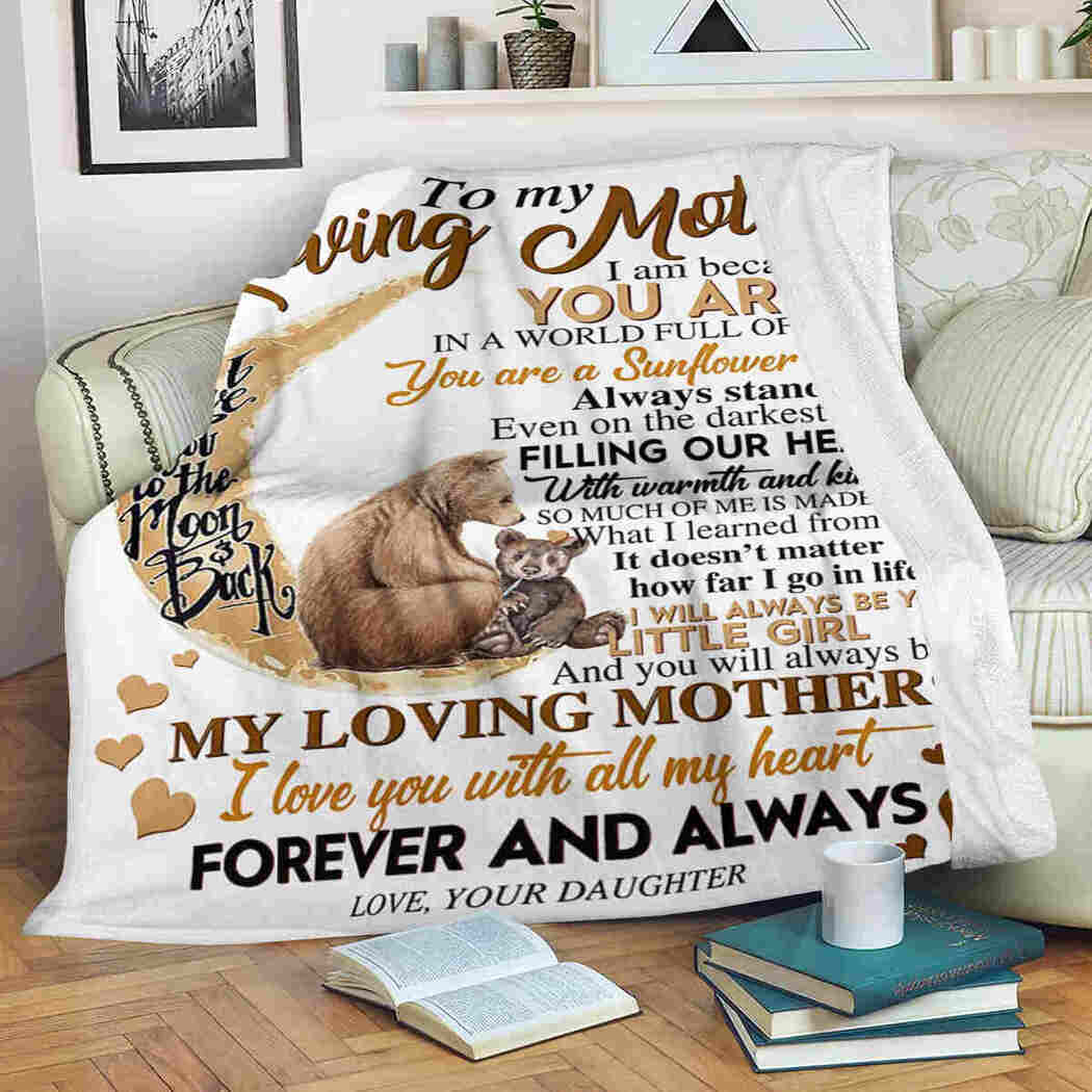 To My Loving Mother - Bear Moon - I Love You Blanket