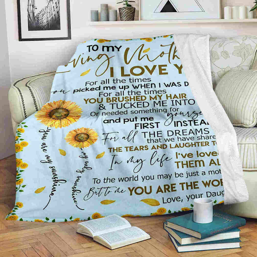 To My Loving Mother - Sunflower Beauty - You Are The World Blanket