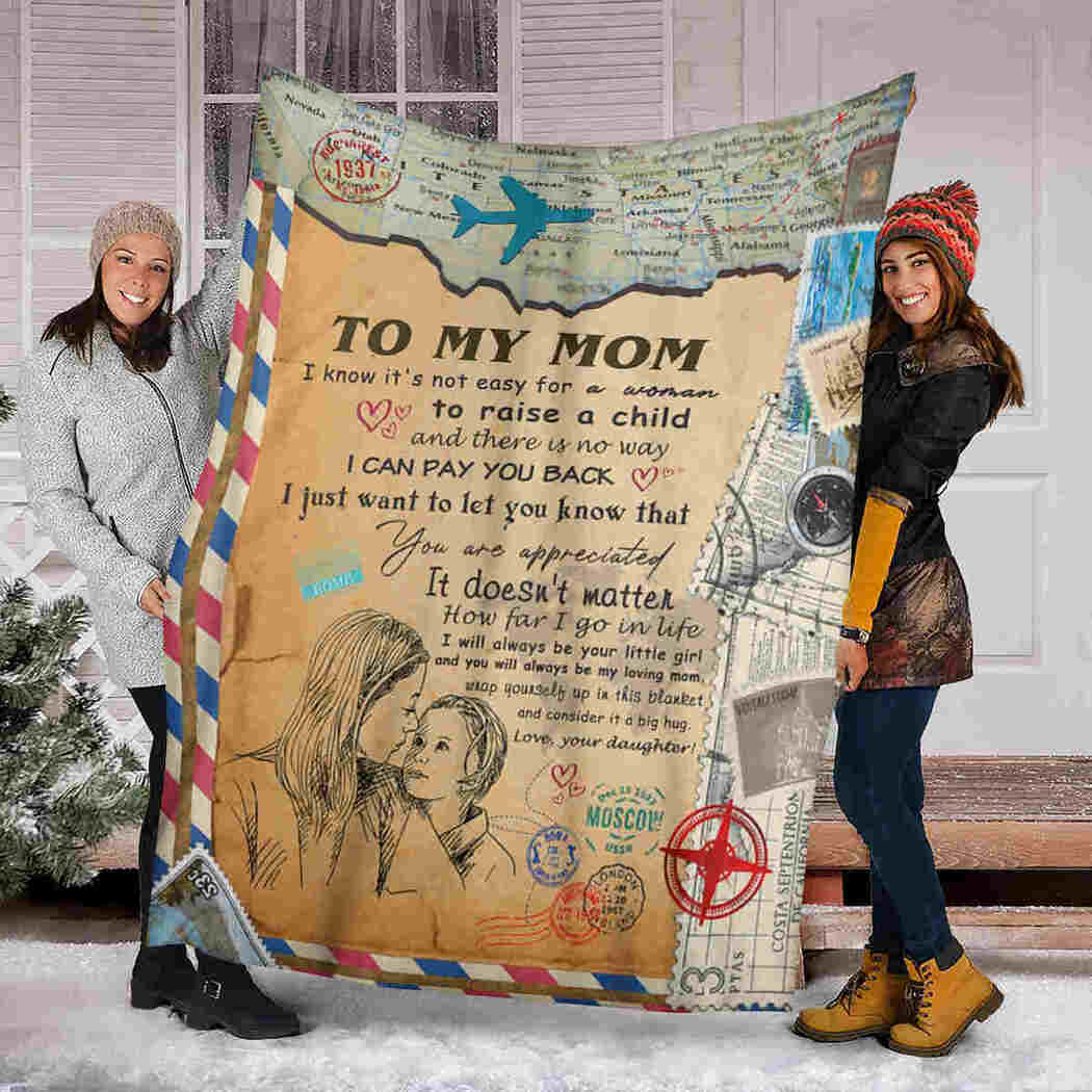 To My Mom - Air Mail Vintage Blanket - I Will Always Be Your Little Girl Blanket