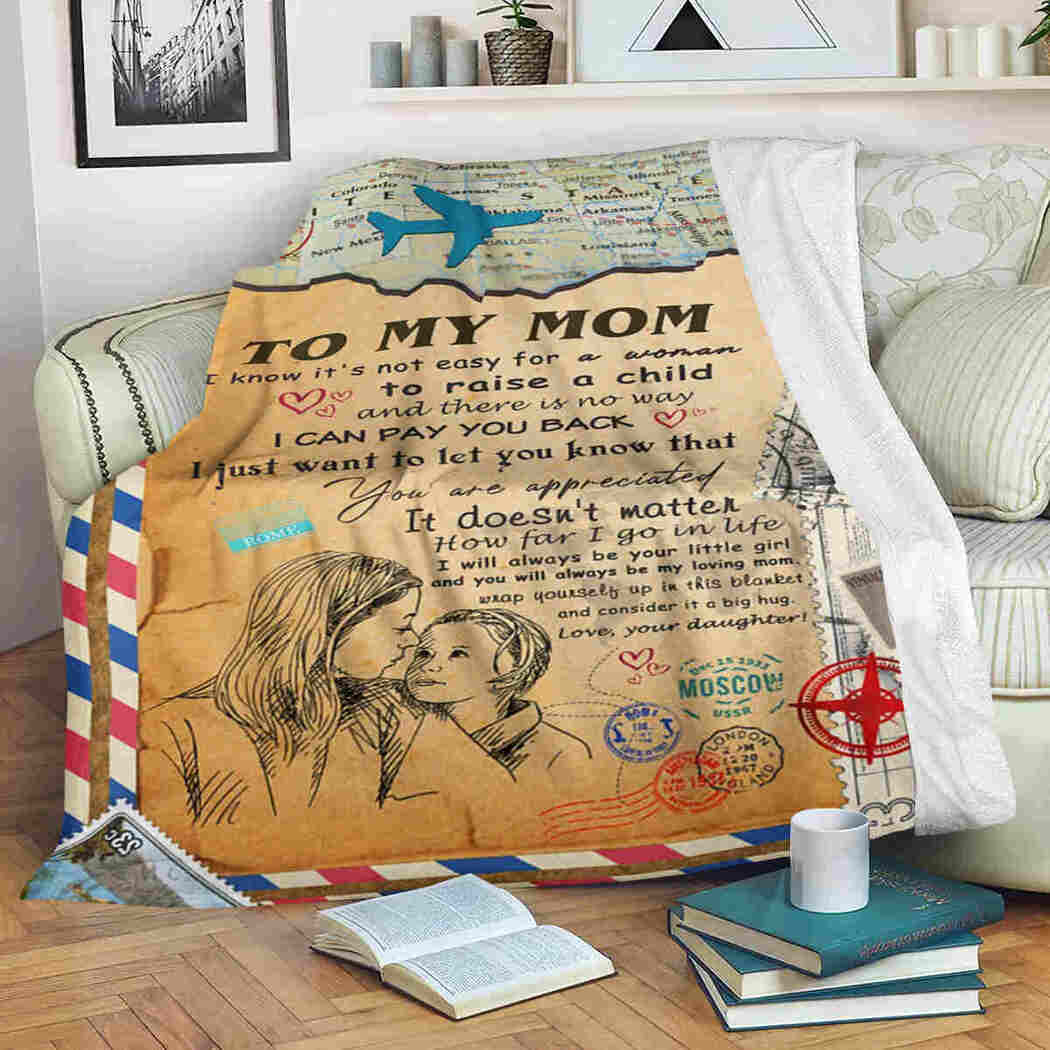 To My Mom - Air Mail Vintage Blanket - I Will Always Be Your Little Girl Blanket