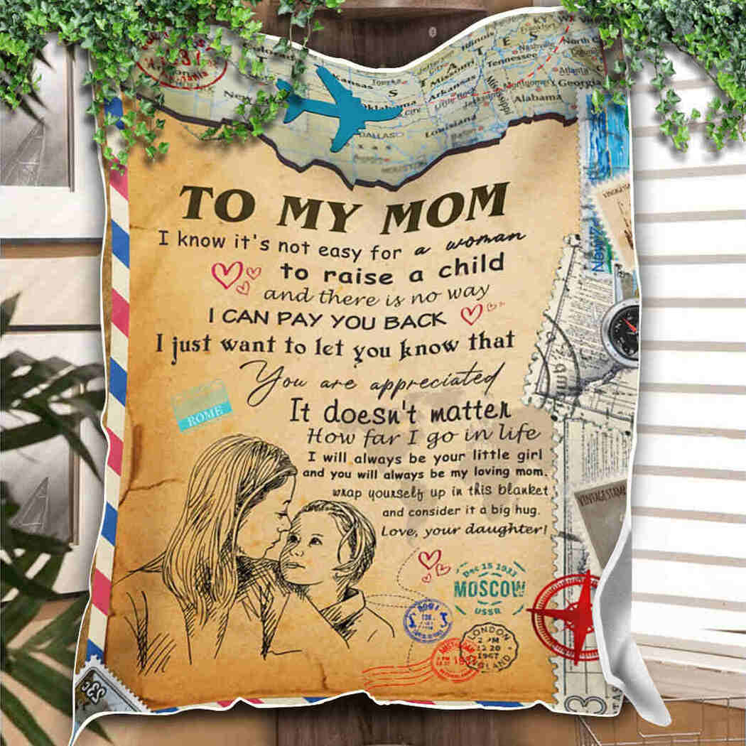 To My Mom - Air Mail Vintage Blanket - I Will Always Be Your Little Girl Blanket