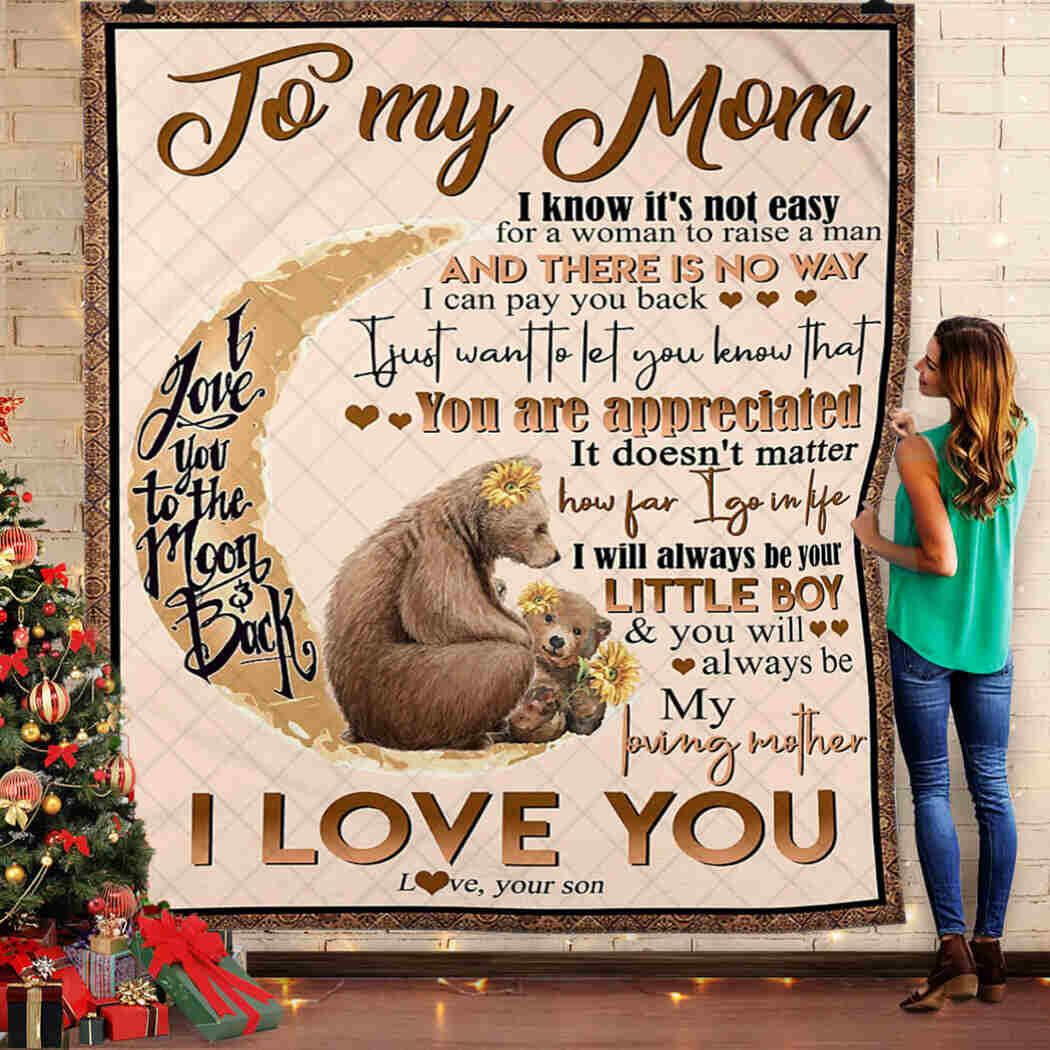To My Mom - Bear - I Love You Blanket